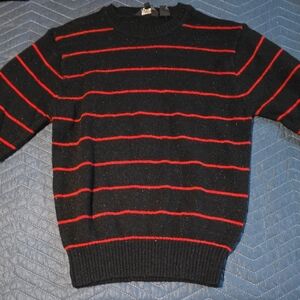 Classic Black and Red Striped Crewneck Sweater